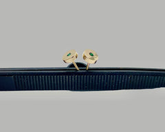 forged round studs with emeralds yellow gold