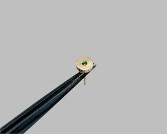 forged round studs with emeralds yellow gold