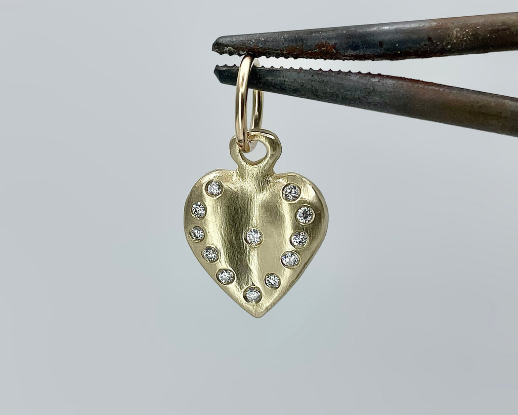 Gold Heart With Diamonds Charm