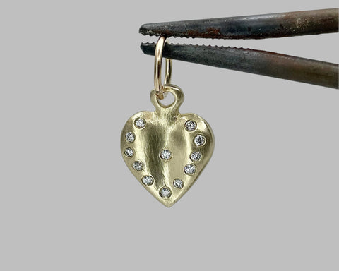 Gold Heart With Diamonds Charm