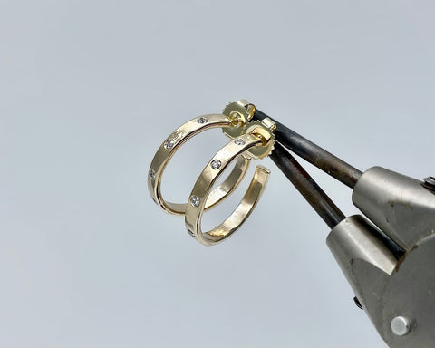 FORGED HOOPS #2 YELLOW GOLD AND DIAMONDS