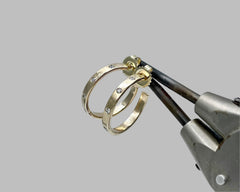 FORGED HOOPS #2 YELLOW GOLD AND WHITE DIAMONDS