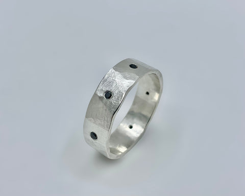 ZEUS RING WITH BLACK DIAMONDS STERLING SILVER