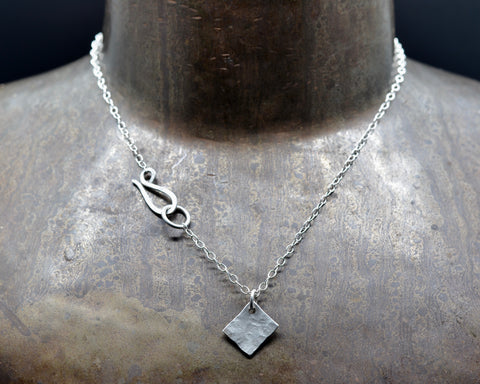 Diamond Tag Charm Necklace sterling silver