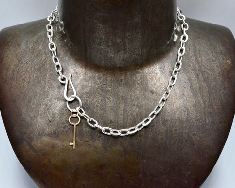 Jolie #4 with Key Necklace- Sterling Silver & Yellow Gold