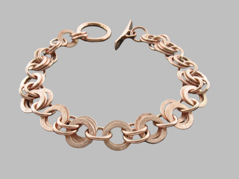 Triple Double Moon Link Bracelet Rose Gold
