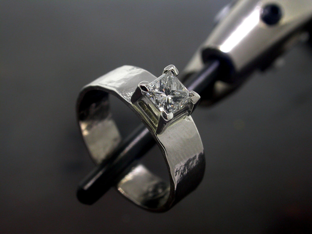 Princess Engagement Ring, Platinum Princess Square Cut Diamond Liquid
