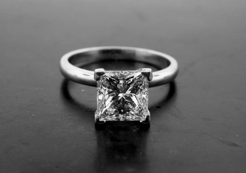 Vicky's Engagement Ring, Platinum Princess Square Cut Diamond