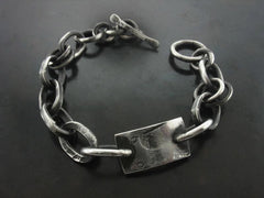 Heavy Duty Tag Bracelet Hand Made, Sterling Silver