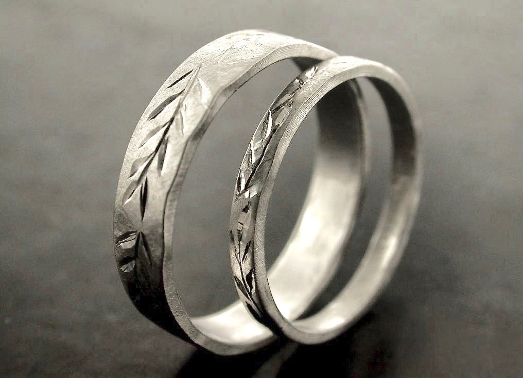 White Gold Bark Effect Wedding Rings – Fragment Designs Jewellery